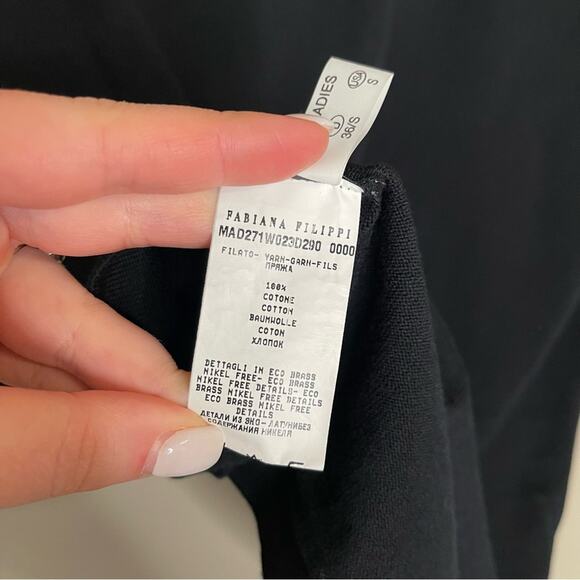 Fabiana Filippi Metallic Trim V-Neck Sweater Top in Navy Blue S - Picture 8 of 11